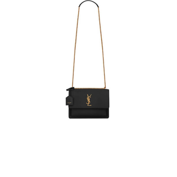 YSL sunset medium leather shoulder bag black