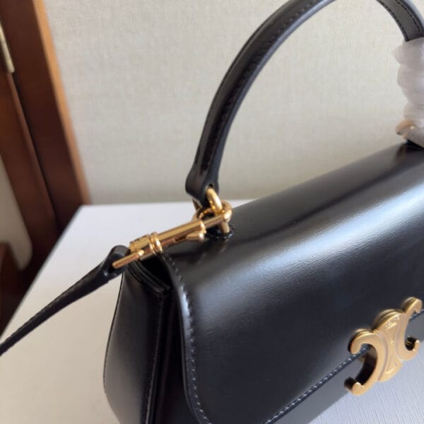 CELINE TEEN CELINE LOLA bag in shiny calf leather(High-end Grade) black - Image 6