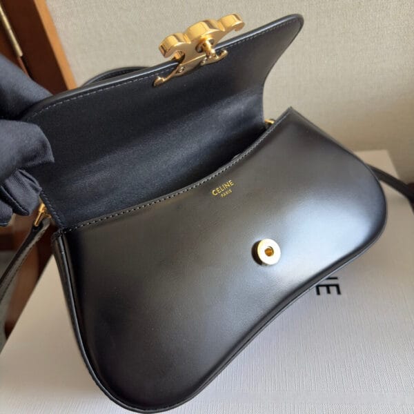 CELINE TEEN CELINE LOLA bag in shiny calf leather(High-end Grade) black - Image 7