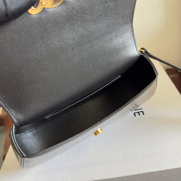 CELINE TEEN CELINE LOLA bag in shiny calf leather(High-end Grade) black - Image 8