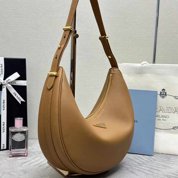 Prada Large leather shoulder bag Khaki - Image 3