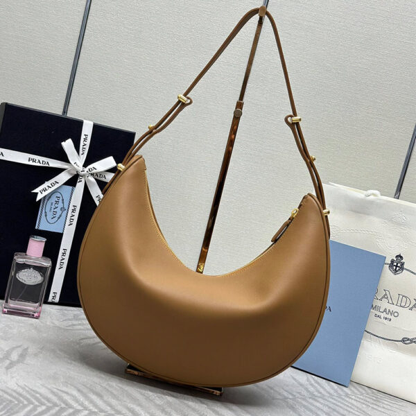 Prada Large leather shoulder bag Khaki - Image 4