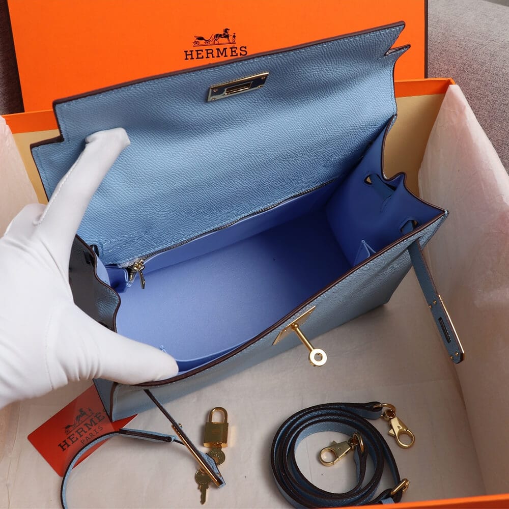 Hermes Kelly 25 Lake Blue - Image 8