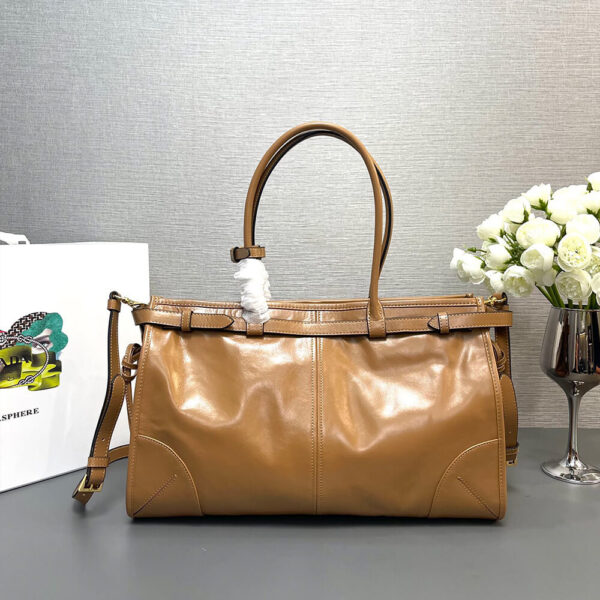 Prada Large leather handbag(high-end grade) Lake Blue - Image 4