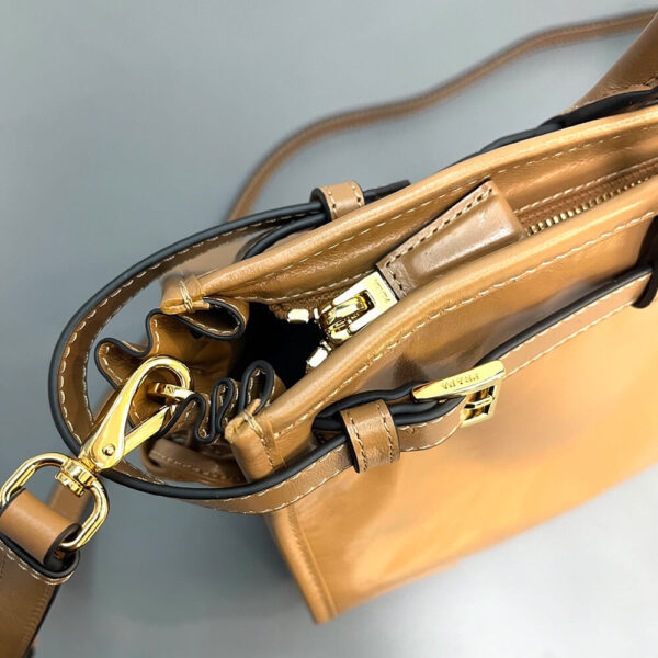 Prada Large leather handbag(high-end grade) Lake Blue - Image 7