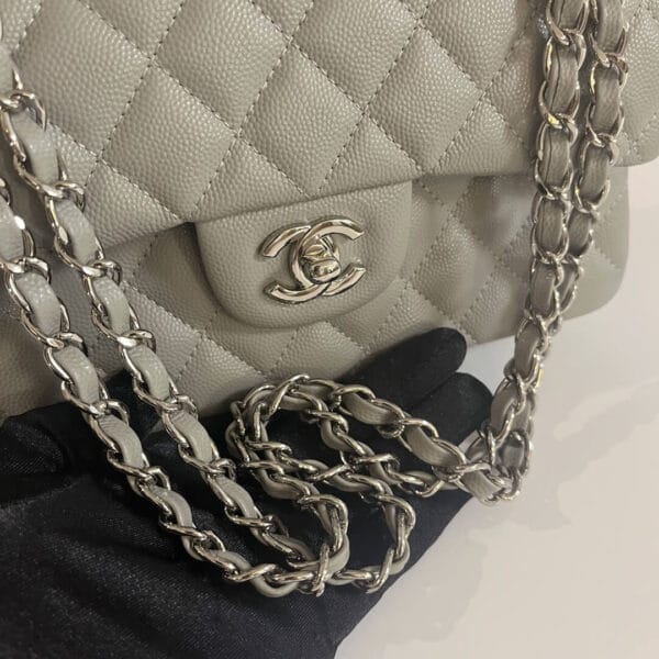 CHANEL SMALL CLASSIC HANDBAG Medium grey - Image 5