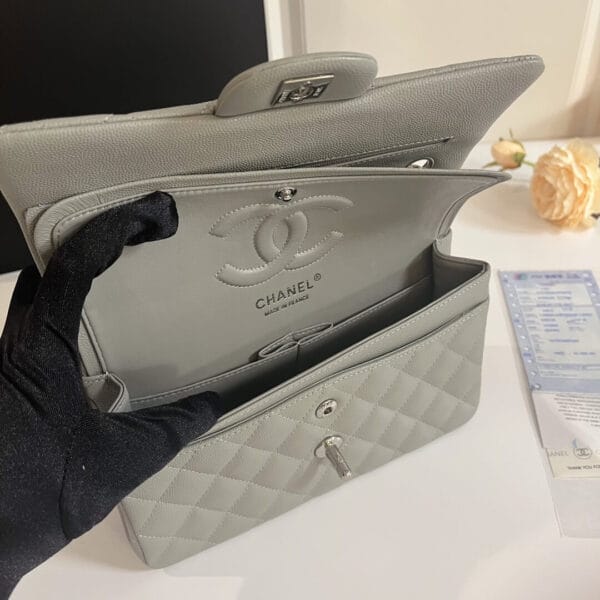 CHANEL SMALL CLASSIC HANDBAG Medium grey - Image 7