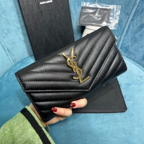 YSL CASSANDRE MATELASSÉ LARGE FLAP WALLET IN GRAIN DE POUDRE LEATHER black - Image 6