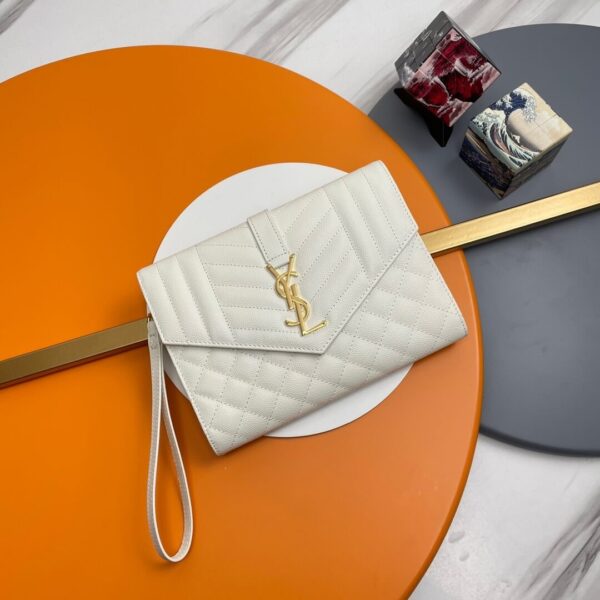 YSL CASSANDRE matelassé leather flap clutch Beige - Image 2