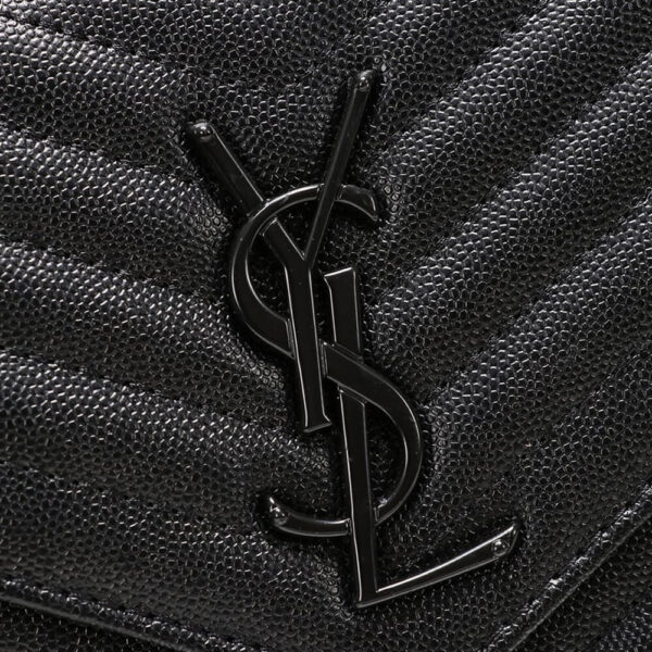 Saint Laurent Chain-strap YSL-plaque grained-leather wallet black - Image 5