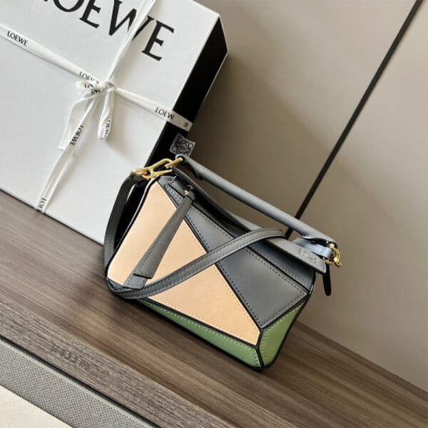 LOEWE Mini Puzzle bag in classic calfskin Lake Blue - Image 2