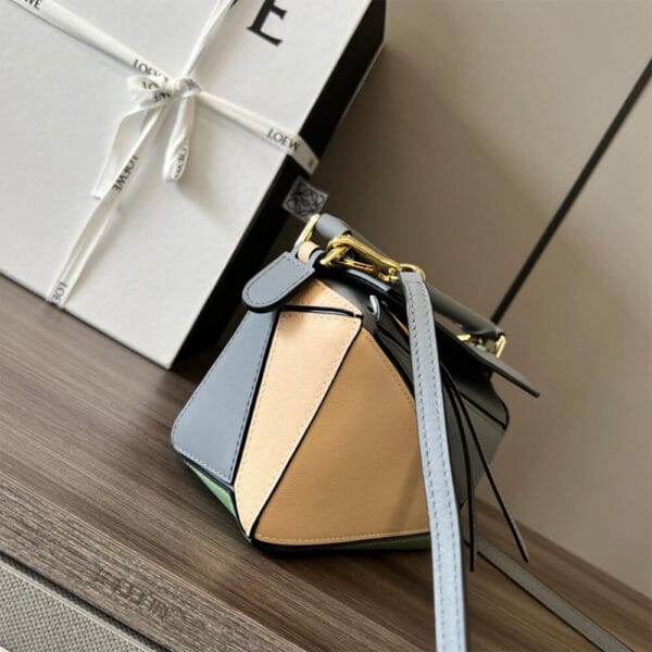 LOEWE Mini Puzzle bag in classic calfskin Lake Blue - Image 3