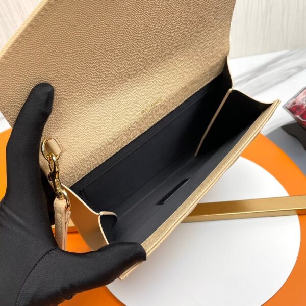YSL CASSANDRE matelassé leather flap clutch Lake Blue - Image 8