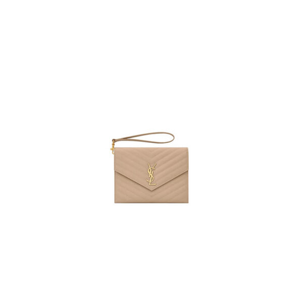 YSL CASSANDRE matelassé leather flap clutch Lake Blue