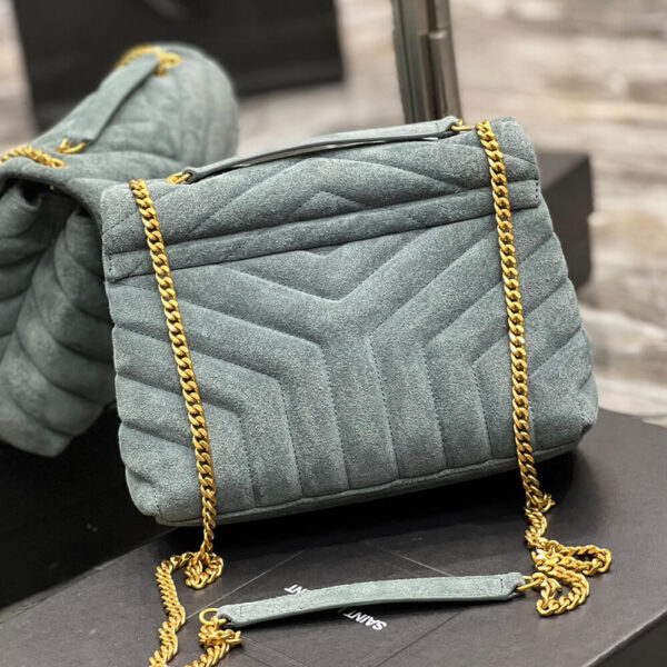 LOULOU SMALL CHAIN BAG IN “Y” QUILTED SUEDE Green - Image 5