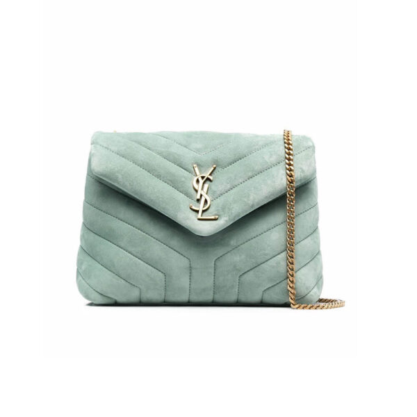 LOULOU SMALL CHAIN BAG IN “Y” QUILTED SUEDE Green