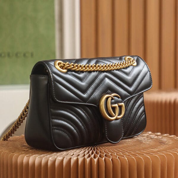 GG Marmont small matelasse shoulder bag black - Image 3