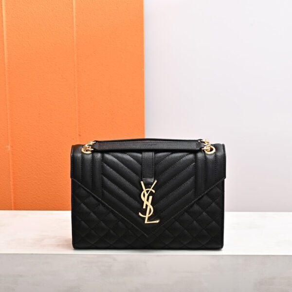 YSL ENVELOPE MEDIUM IN QUILTED GRAIN DE POUDRE EMBOSSED LEATHER black - Image 2