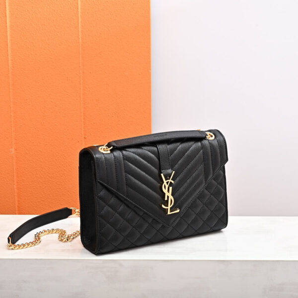 YSL ENVELOPE MEDIUM IN QUILTED GRAIN DE POUDRE EMBOSSED LEATHER black - Image 3