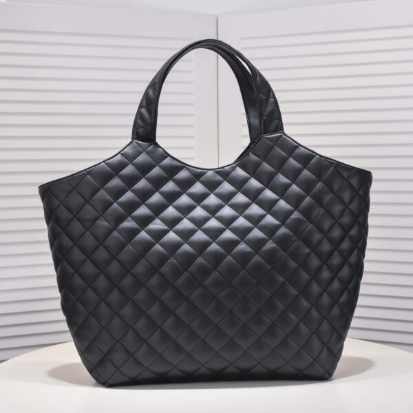 YSL Icare quilted lambskin oversized shopping bag(High-end grade) black - Image 4