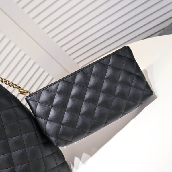 YSL Icare quilted lambskin oversized shopping bag(High-end grade) black - Image 6
