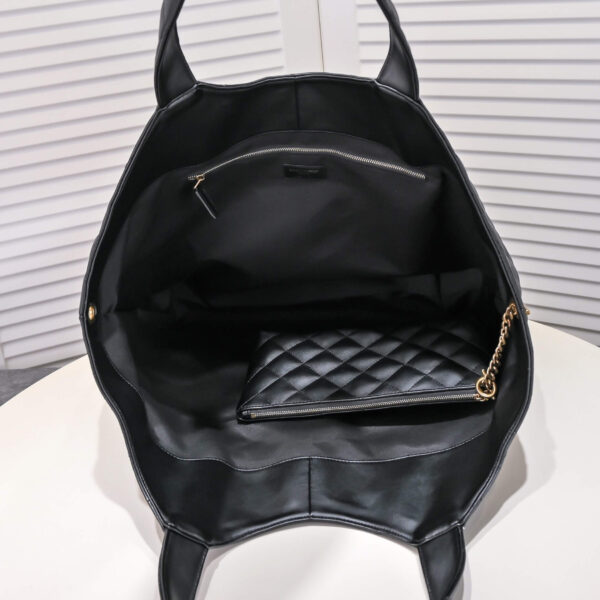 YSL Icare quilted lambskin oversized shopping bag(High-end grade) black - Image 8