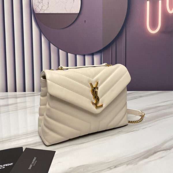 YSL LOULOU SMALL CHAIN BAG Beige - Image 3