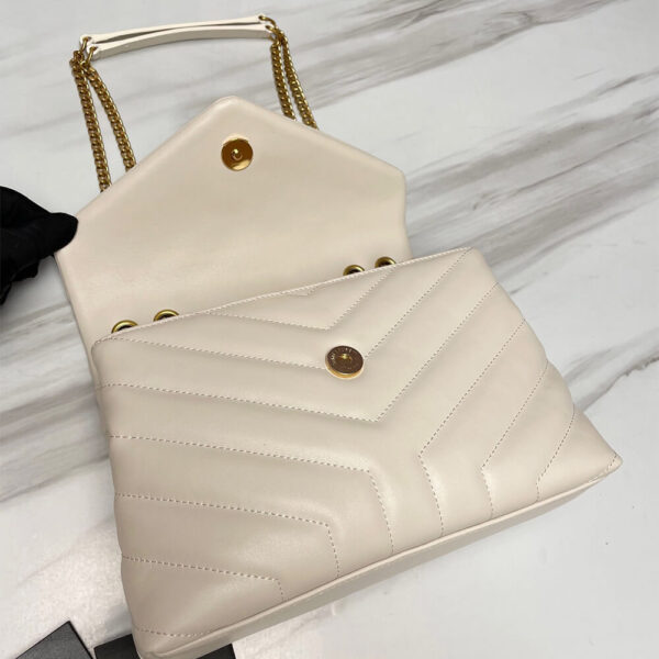 YSL LOULOU SMALL CHAIN BAG Beige - Image 7