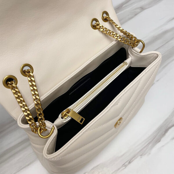 YSL LOULOU SMALL CHAIN BAG Beige - Image 8