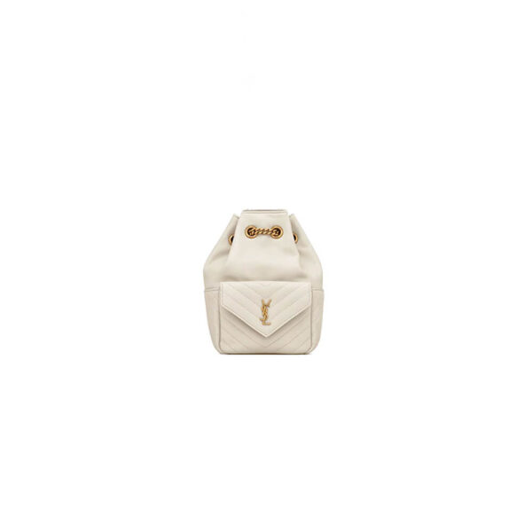 YSL Joe quilted lambskin mini bucket bag Beige