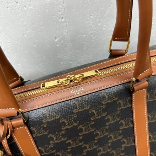 CELINE Large Travel Bag in Logo Print and Calfskin black - Image 6