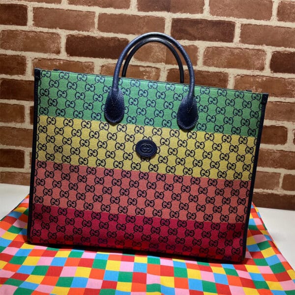 GG Multicolour large tote bag black - Image 2