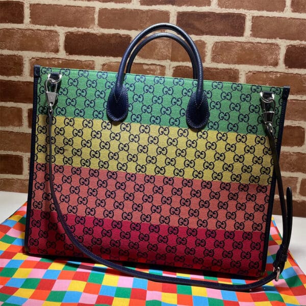GG Multicolour large tote bag black - Image 4
