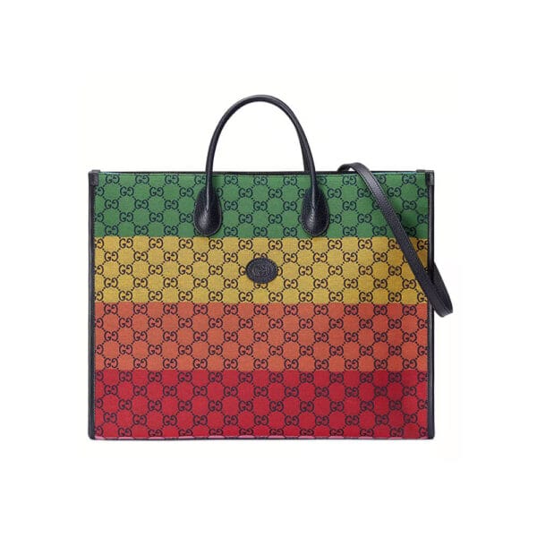 GG Multicolour large tote bag black
