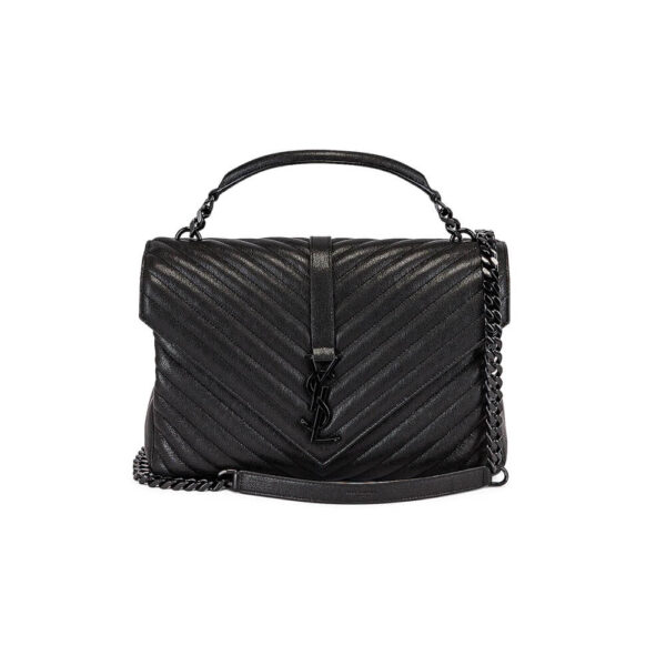 Saint Laurent College quilted-leather satchel bag black