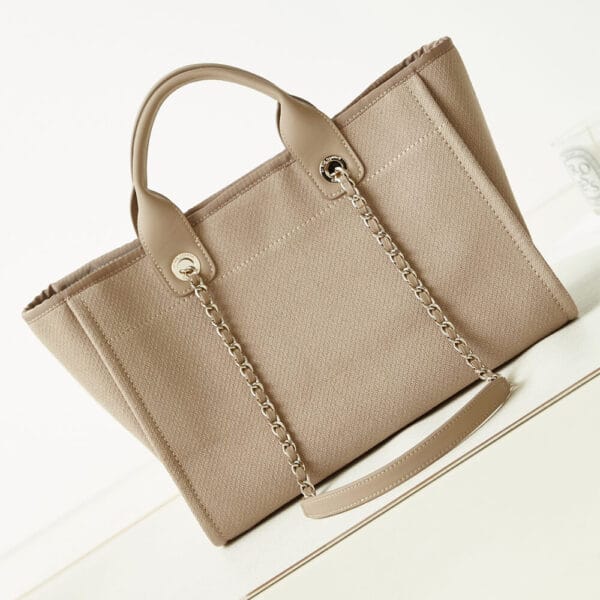 Chanel Small Tote Bag Beige - Image 4