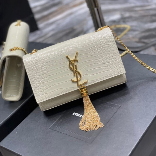 YSL KATE EMBOSSED SHOULDER BAG Beige - Image 2