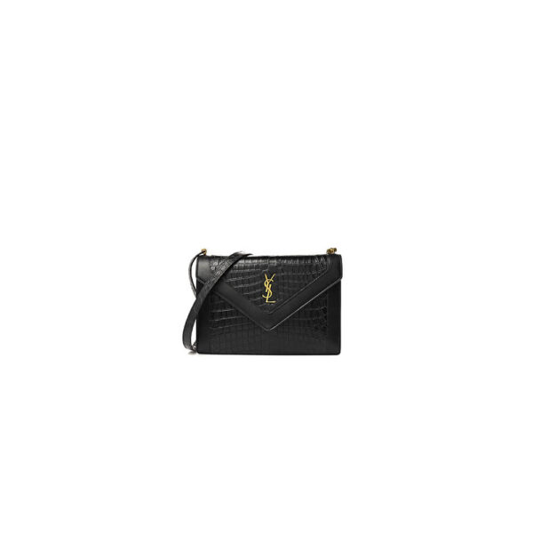 YSL Crocodile Embossed Gaby Satchel black