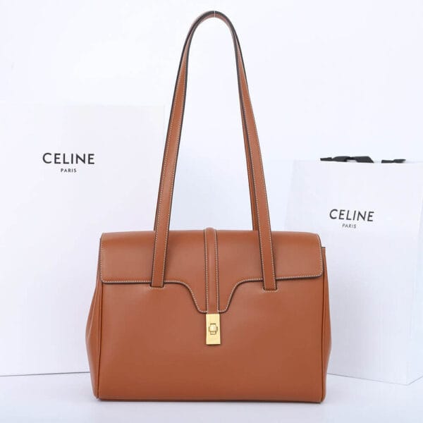 CELINE Medium Soft 16 Bag in Smooth Calfskin(High-end Grade) Khaki - Image 2