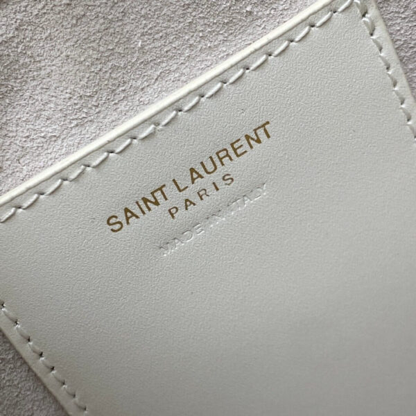 YSL Le 5 à 7 mini vertical bag in shiny leather Beige - Image 7