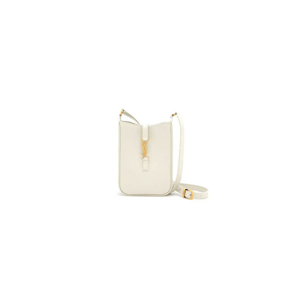 YSL Le 5 à 7 mini vertical bag in shiny leather Beige