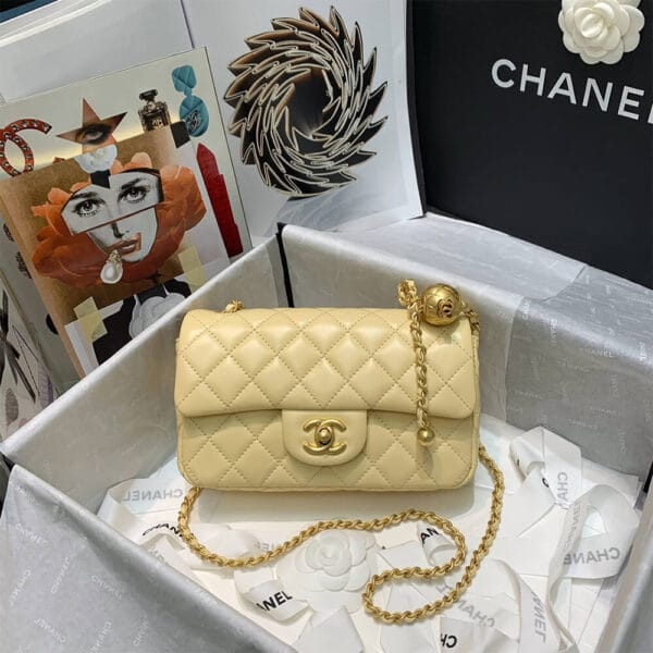 CHANEL Classic Flap Shoulder Bag Yellow - Image 2