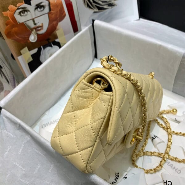 CHANEL Classic Flap Shoulder Bag Yellow - Image 3