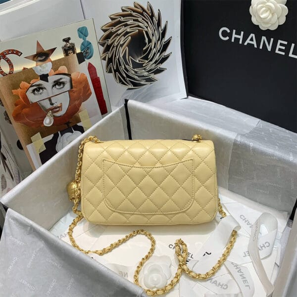 CHANEL Classic Flap Shoulder Bag Yellow - Image 4