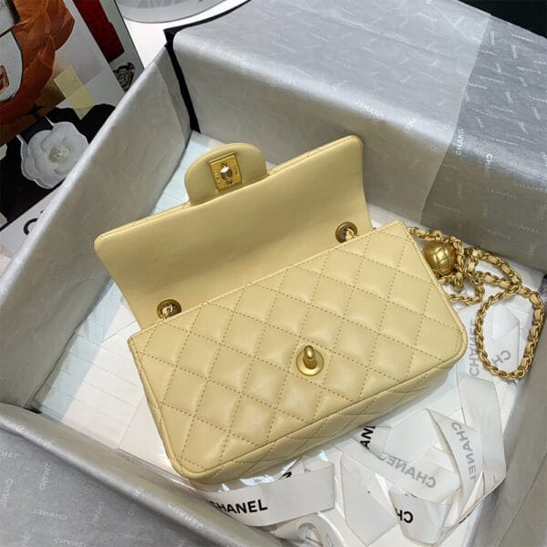 CHANEL Classic Flap Shoulder Bag Yellow - Image 6