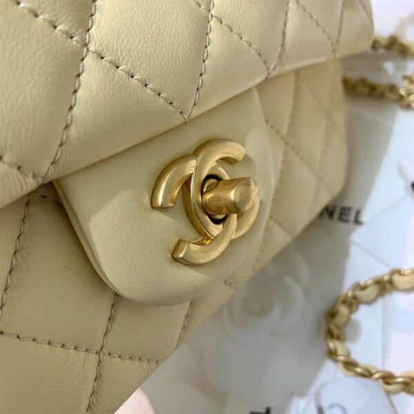 CHANEL Classic Flap Shoulder Bag Yellow - Image 7