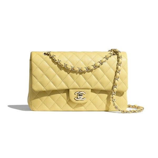 CHANEL Classic Flap Shoulder Bag Yellow