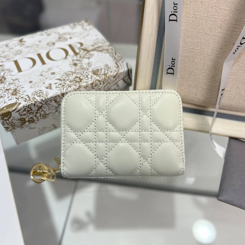 Lady Dior Voyageur Small Coin Purse White - Image 3