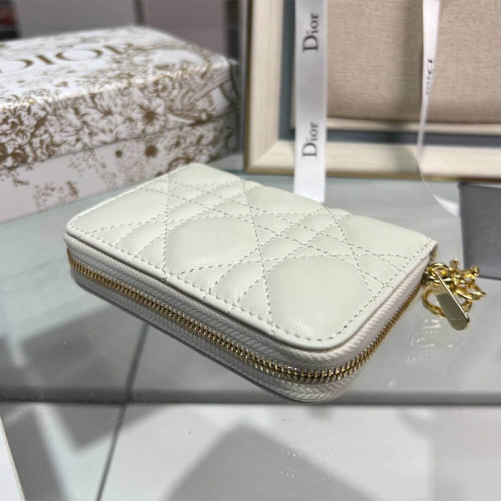 Lady Dior Voyageur Small Coin Purse White - Image 4