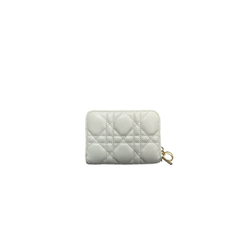 Lady Dior Voyageur Small Coin Purse White